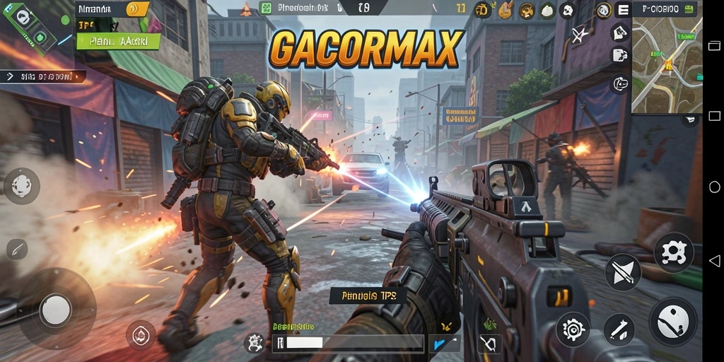 Tampilan aksi intens dalam GACORMAX dengan grafis memukau.