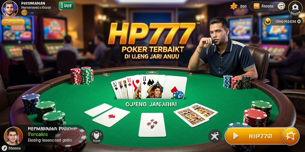 Screenshot gameplay Poker HP777 yang mendebarkan dan interaktif.