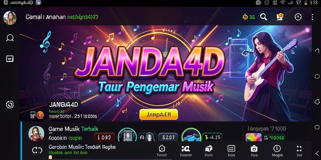 Screenshot JANDA4D dengan antarmuka permainan musik yang menarik.