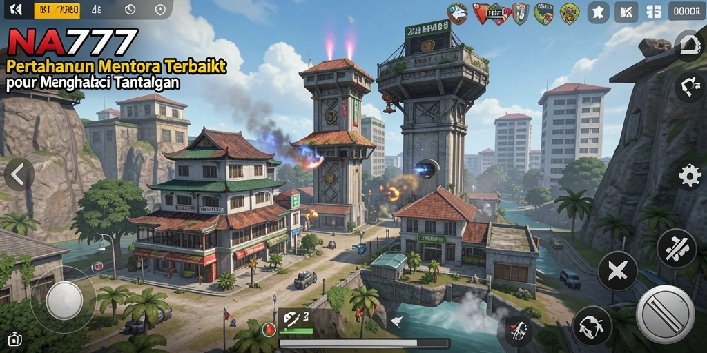 Screenshot gameplay NA777 menampilkan pertahanan menara yang strategis.