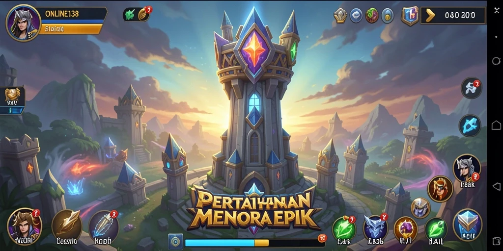 Tampilan gameplay seru di ONLINE138 dengan strategi tower defense.