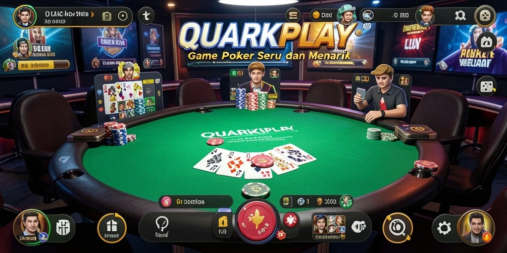 Screenshot utama QUARKPLAY menampilkan aksi seru dalam permainan Poker.